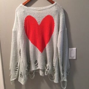 wildfox light knit heart sweater